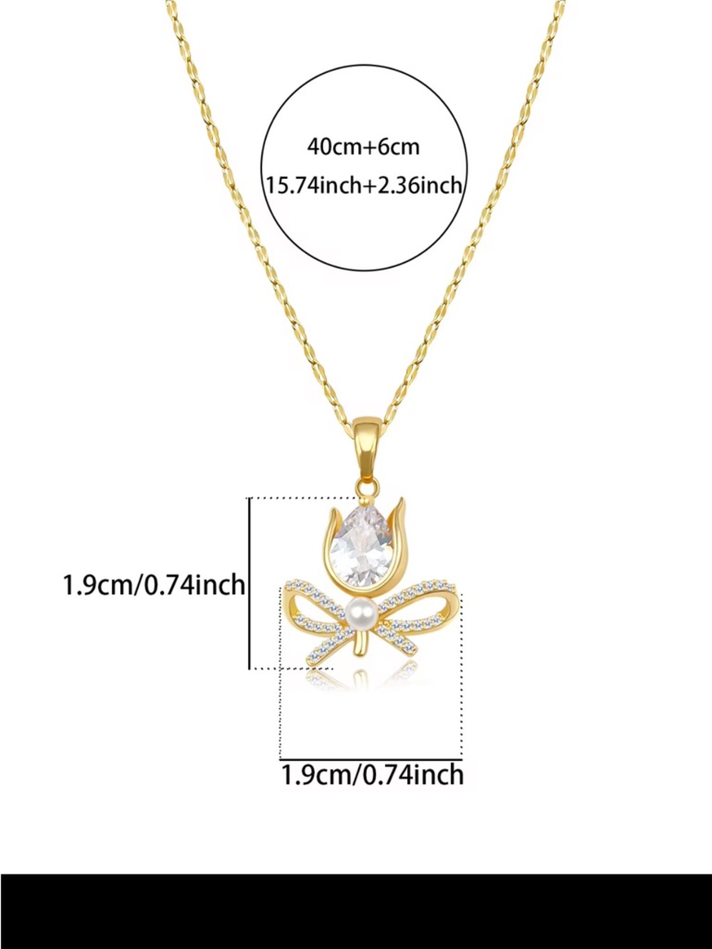 Gold Bow & Teardrop Pendant Necklace - Women Jewelry
